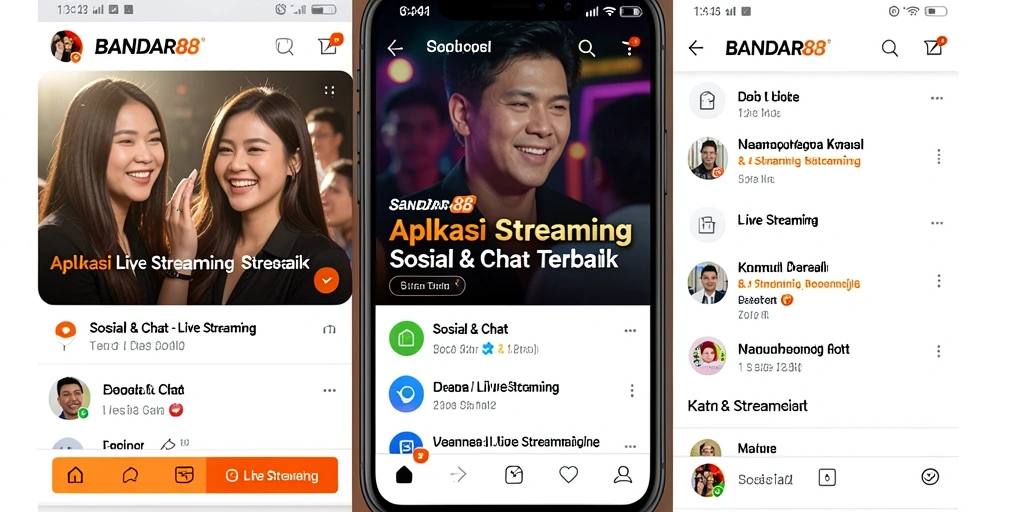 Antarmuka aplikasi BANDAR88 yang interaktif dan menarik saat Live Streaming.