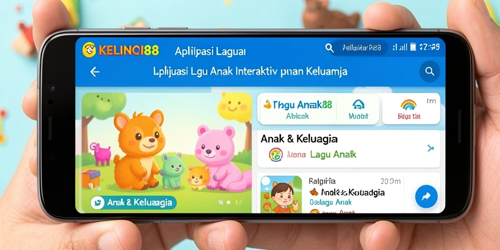 Antarmuka aplikasi KELINCI88 yang ramah anak dengan berbagai lagu.