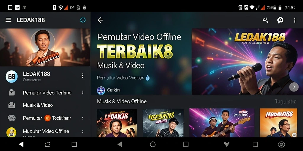 Tampilan antarmuka LEDAK188 dengan fungsi Pemutar Video Offline.