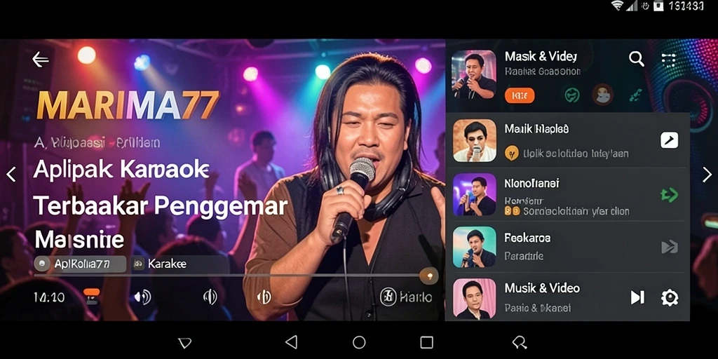 Tampilan antarmuka MARIMA77 dengan fitur Karaoke yang interaktif.