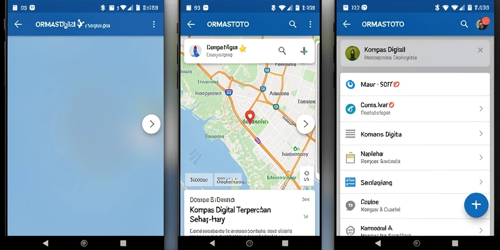 Antarmuka ORMASTOTO menampilkan kompas digital dan informasi cuaca terkini.