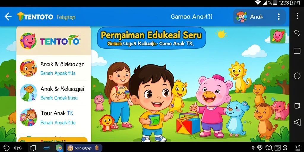 Antarmuka TENTOTO yang menarik dan interaktif untuk anak-anak.