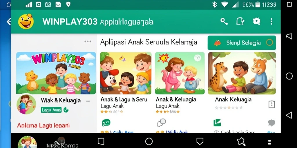 Antarmuka menarik dari aplikasi WINPLAY303 untuk Lagu Anak.